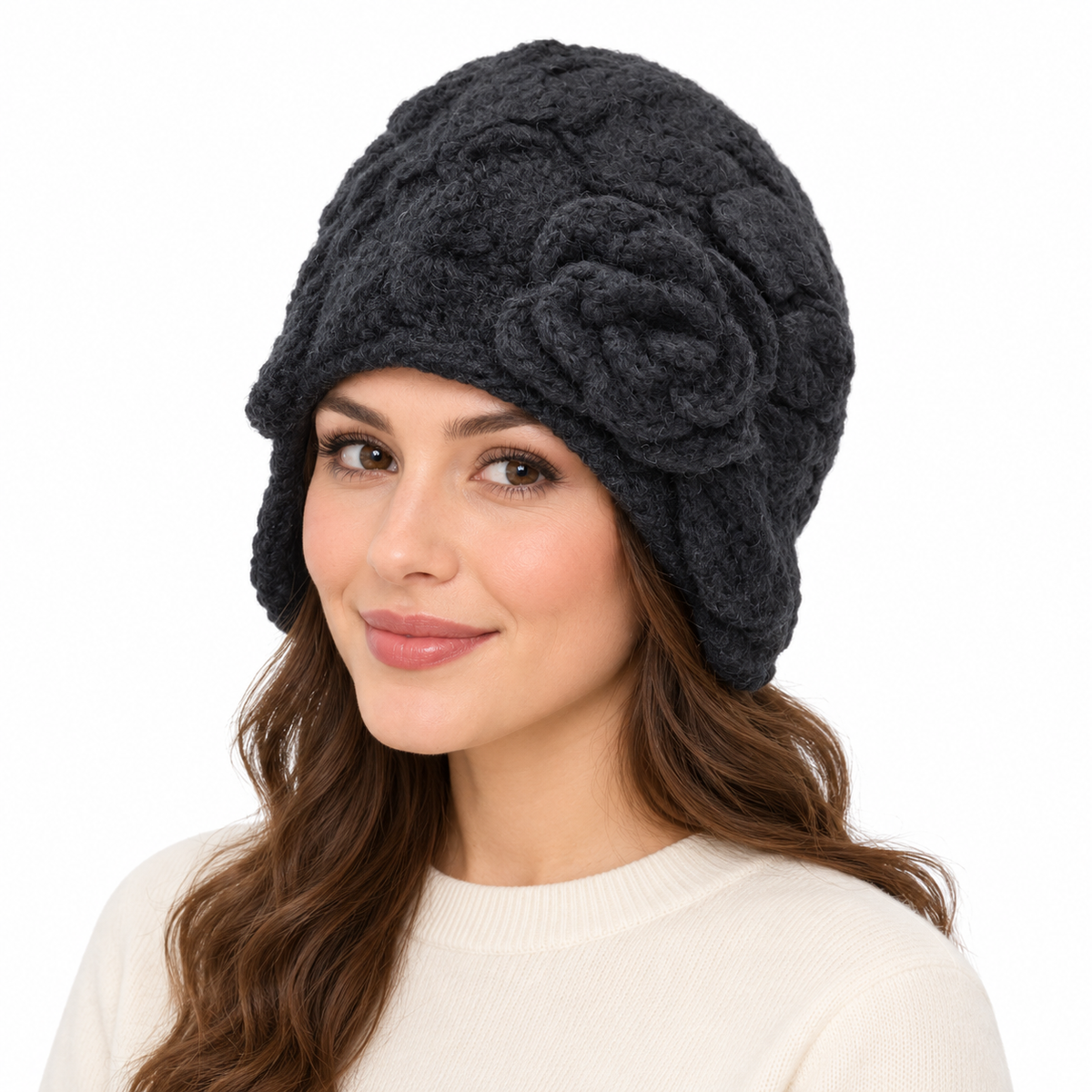 Model wearing Hat: WHA2323 BLA