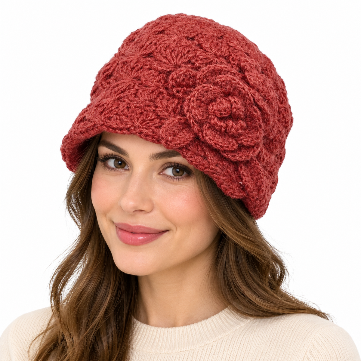 Model wearing Hat: WHA2325 BUR