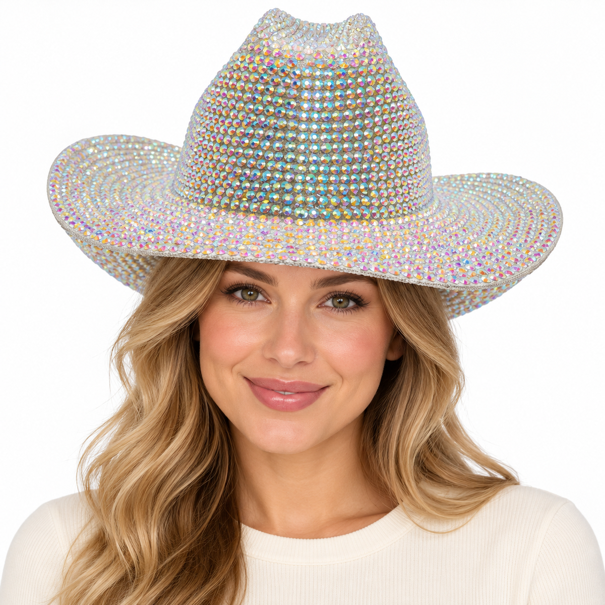 Model wearing Rhinestone Cowboy Hat