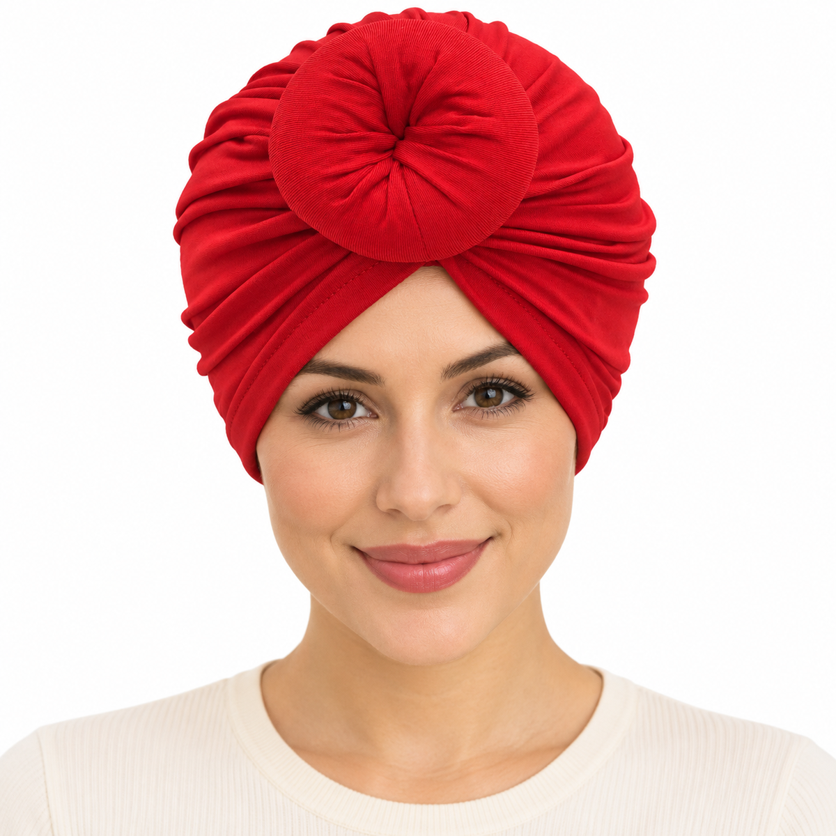 Model wearing Turban: 60057 RED