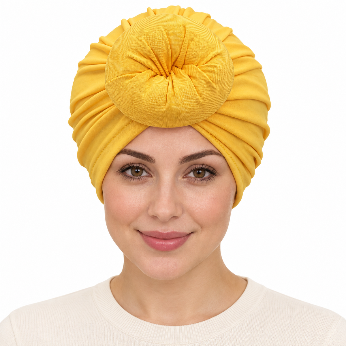 Model wearing Turban: 60057 YEL