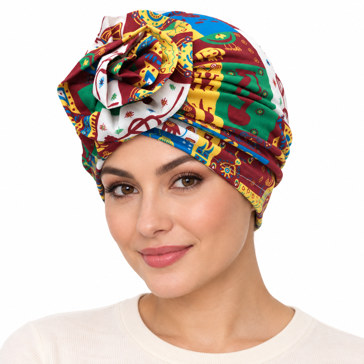 Model wearing Turban: 60063 A1