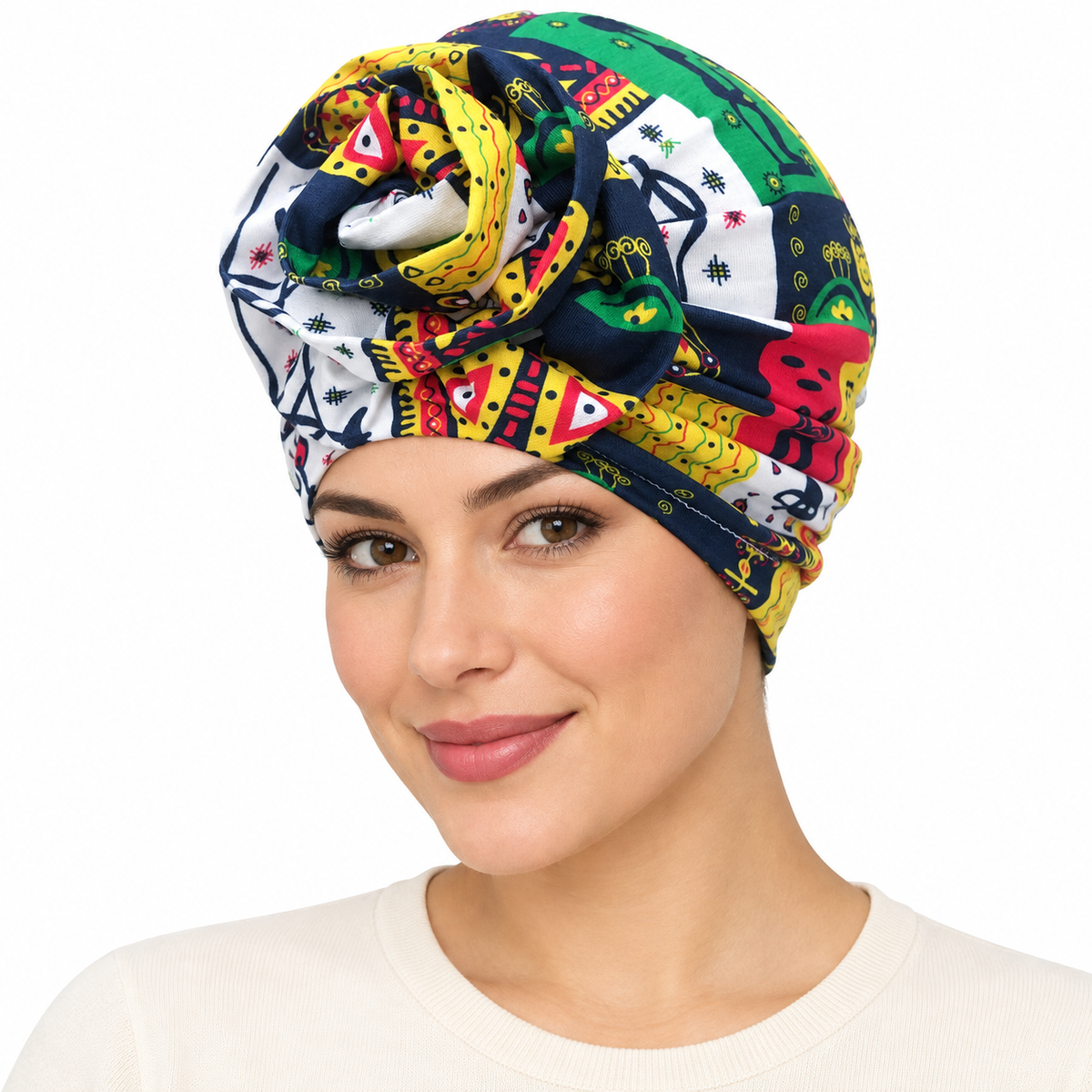 Model wearing Turban: 60063 A2