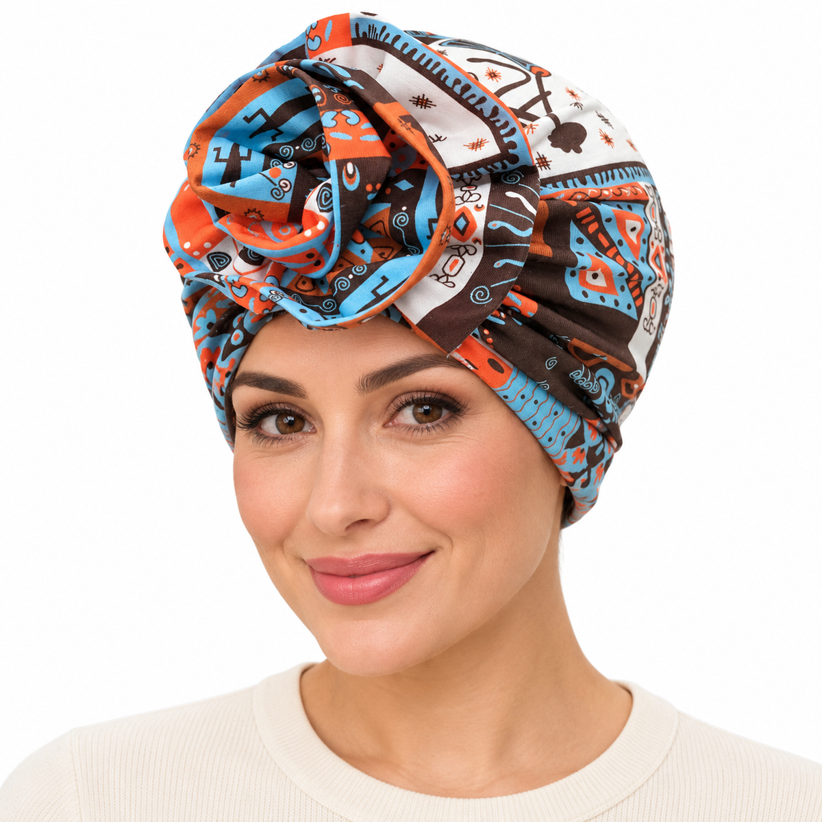 Model wearing Turban: 60063 A3