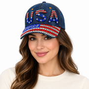 Model wearing USA Baseball Cap
