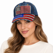 Model wearing American Flag Baseball Cap