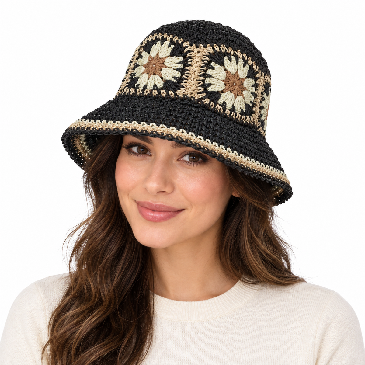 Model wearing Woven Bucket Hat