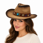 Model wearing Cowboy Hat: HA915 KHA
