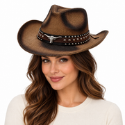 Model wearing Cowboy Hat: HA917 KHA