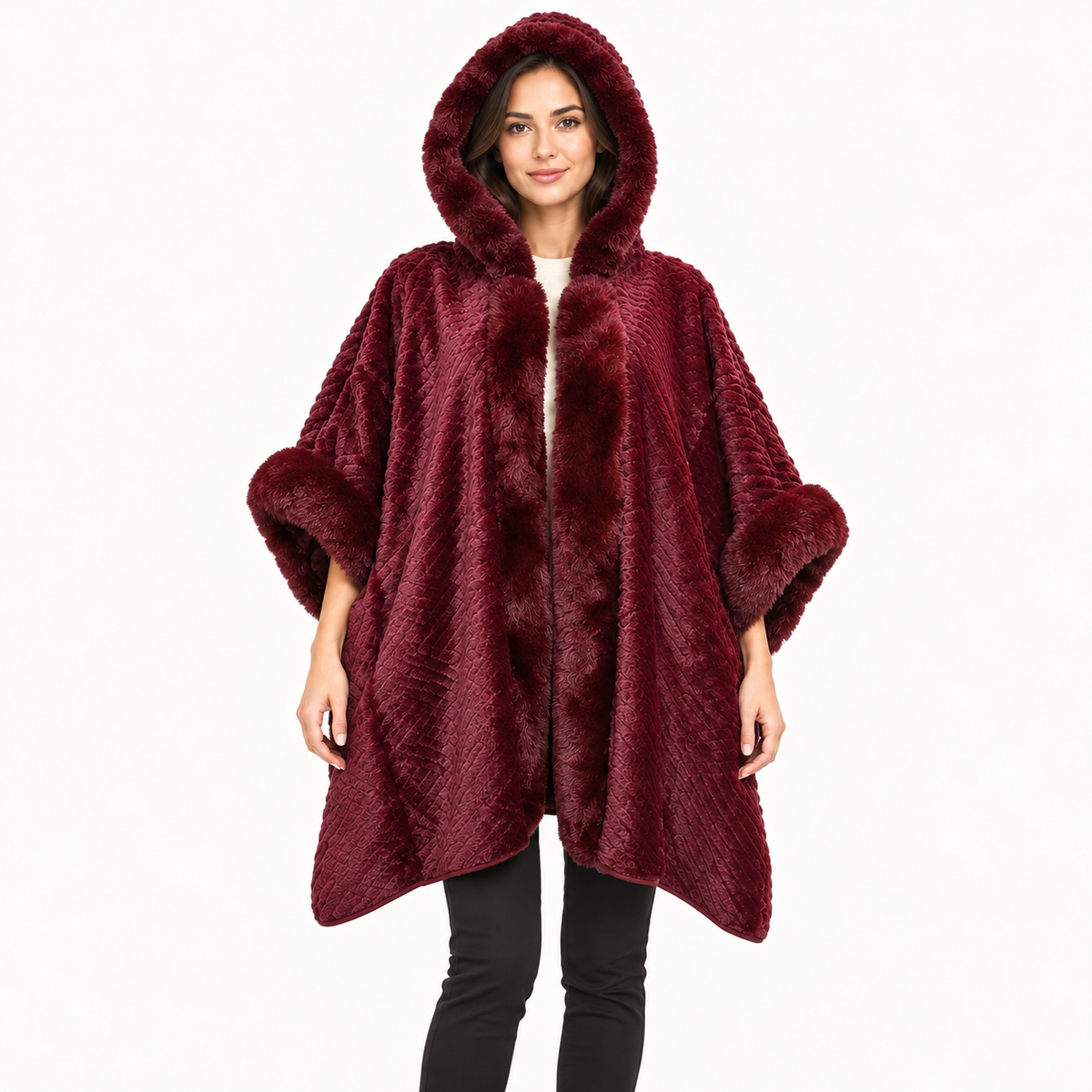 Hooded Fur Poncho