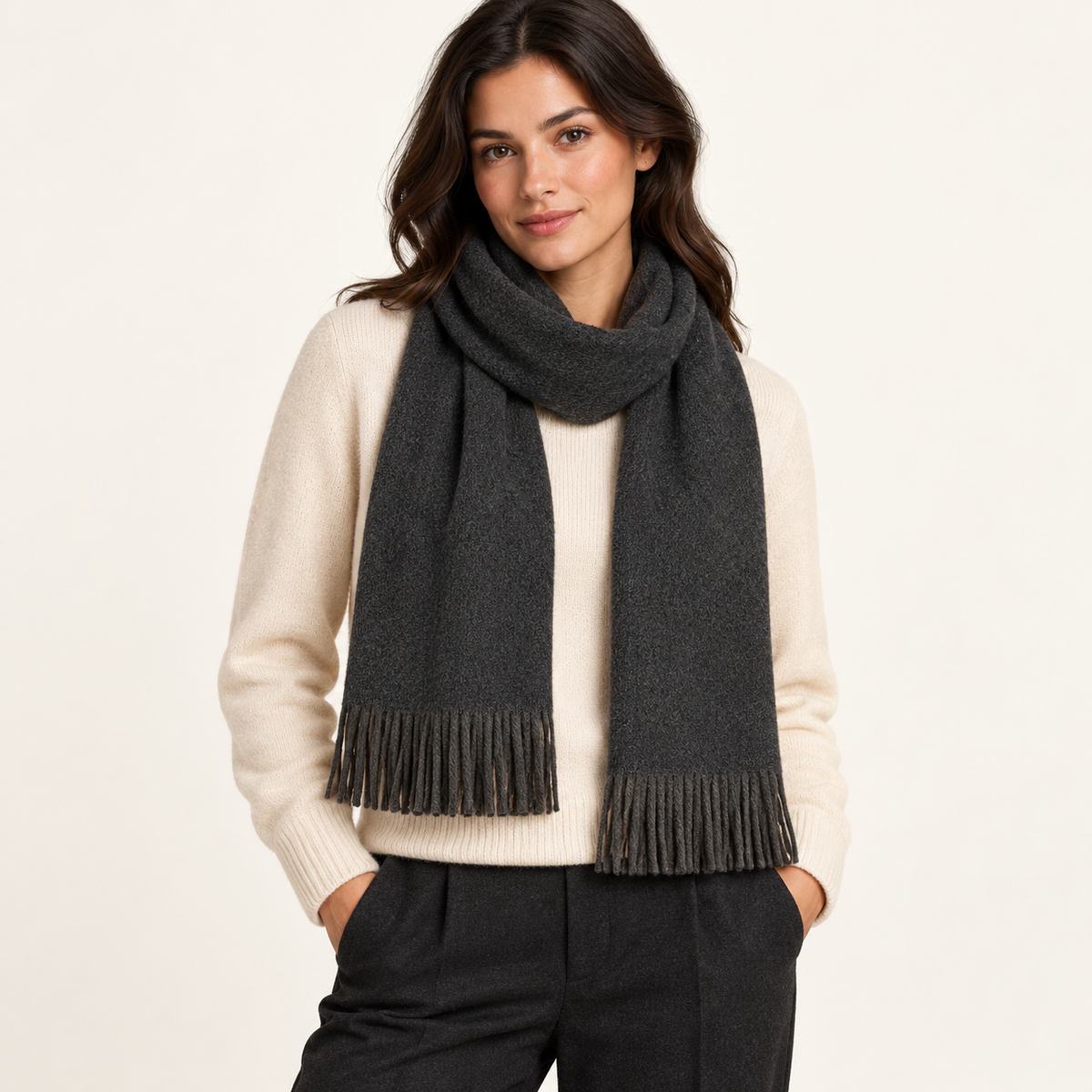 GRA solid winter scarf worn by model